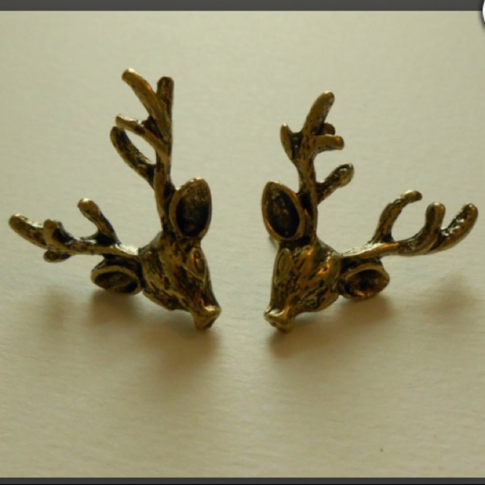 Bronze Deer Buck Antler Earrings